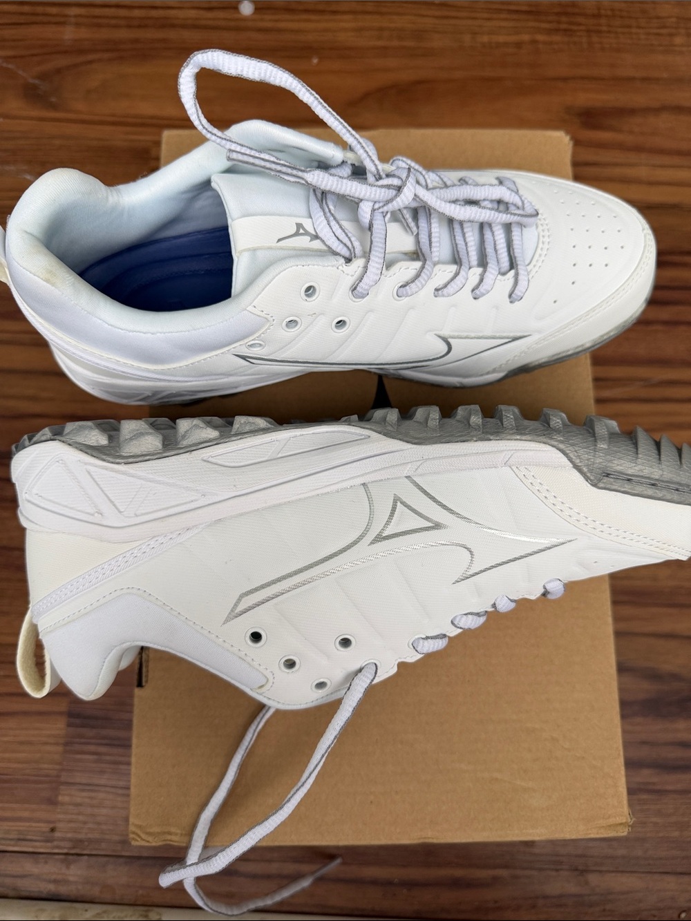 White Women's Athletic Indoor Cleat Sneakers